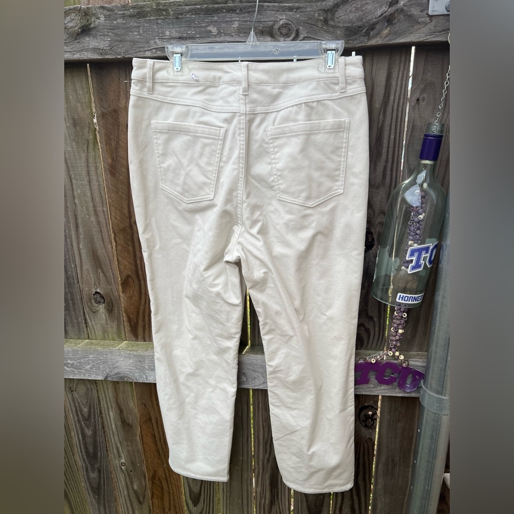 👗Soft Surroundings ivory pearl velveteen pants - Picture 3 of 6
